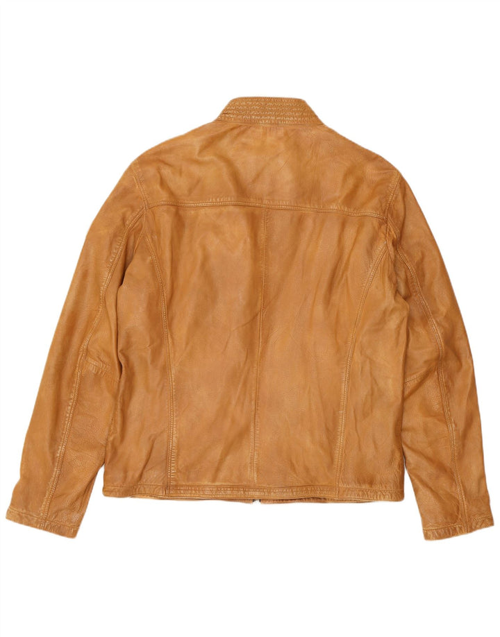 MILESTONE Męska kurtka skórzana UK 40 duża beżowa skóra