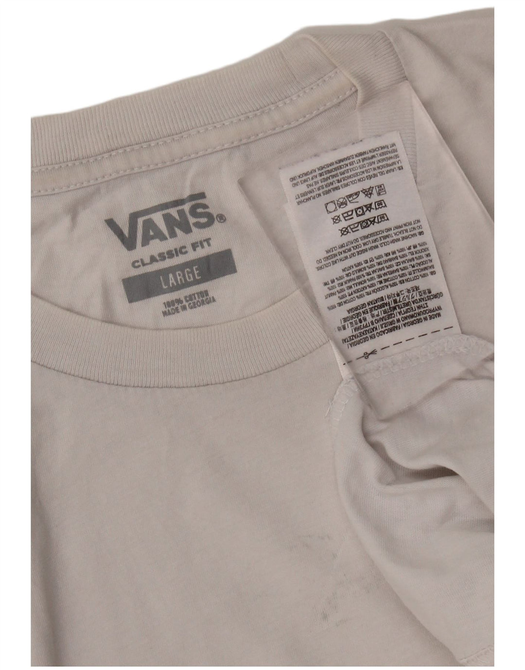 Męski T-shirt VANS o klasycznym kroju, duży, biały, bawełniany