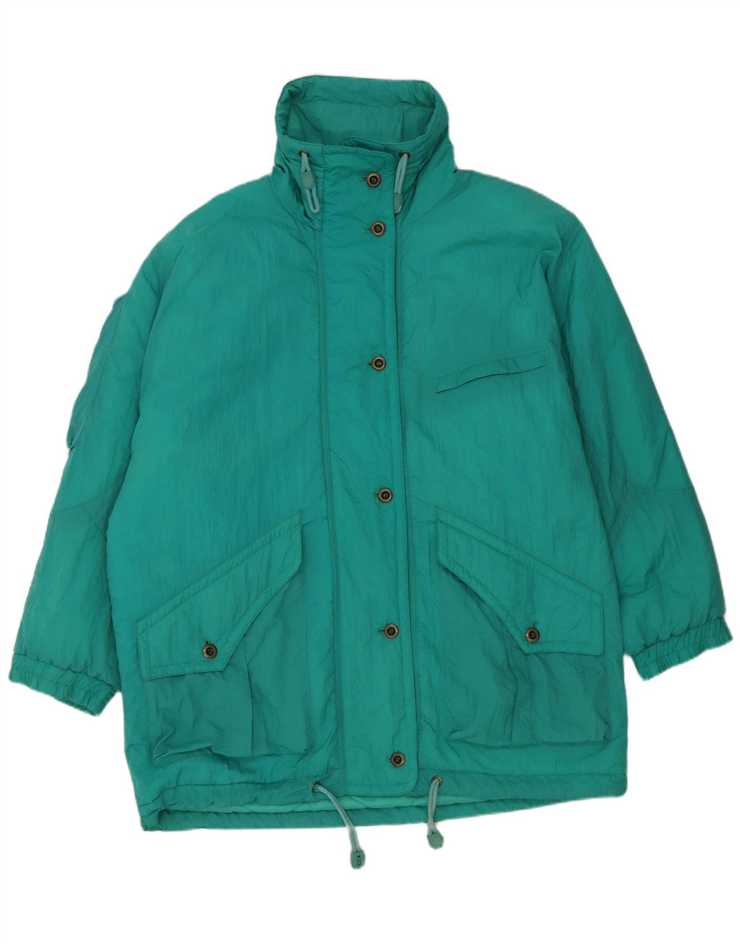 Vintage damski płaszcz oversize z podszewką EU 46 XL, zielony nylon