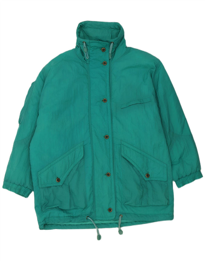 Vintage damski płaszcz oversize z podszewką EU 46 XL, zielony nylon