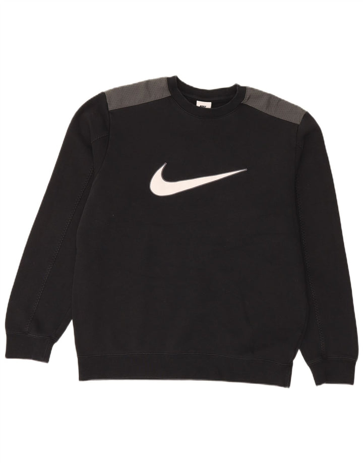 Męska bluza dresowa Nike z grafiką, bawełniana, średnia czarna, z blokami kolorów