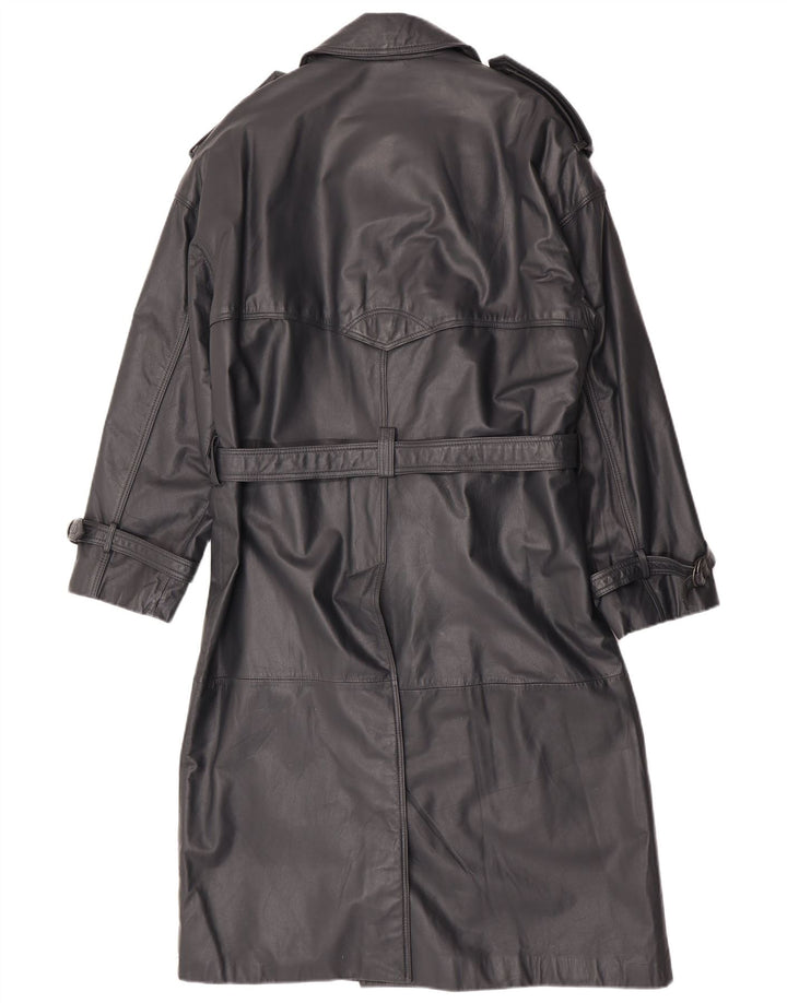 Męski skórzany dwurzędowy płaszcz Machiavelli IT 48 Średniej szarej skóry