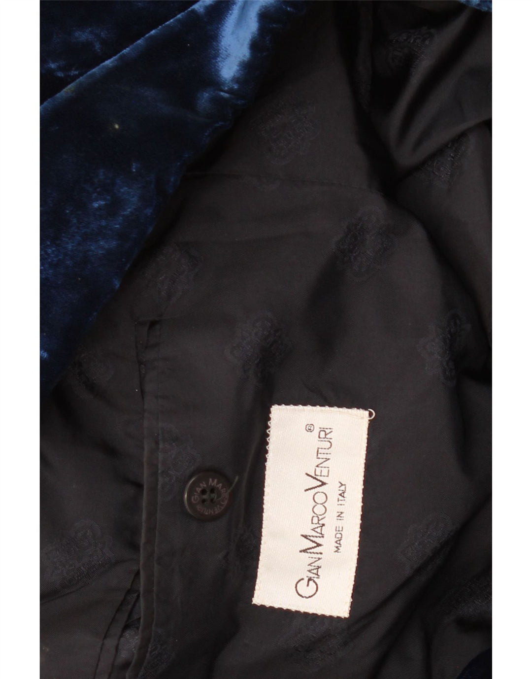 Vintage męska marynarka zapinana na 1 guzik, aksamitna marynarka UK 38, średni granat