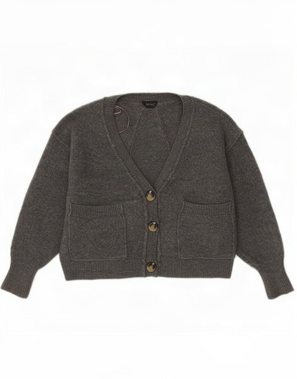 Topshop Damski sweter oversize typu Crop Cardigan UK 8 Small Szary Akryl