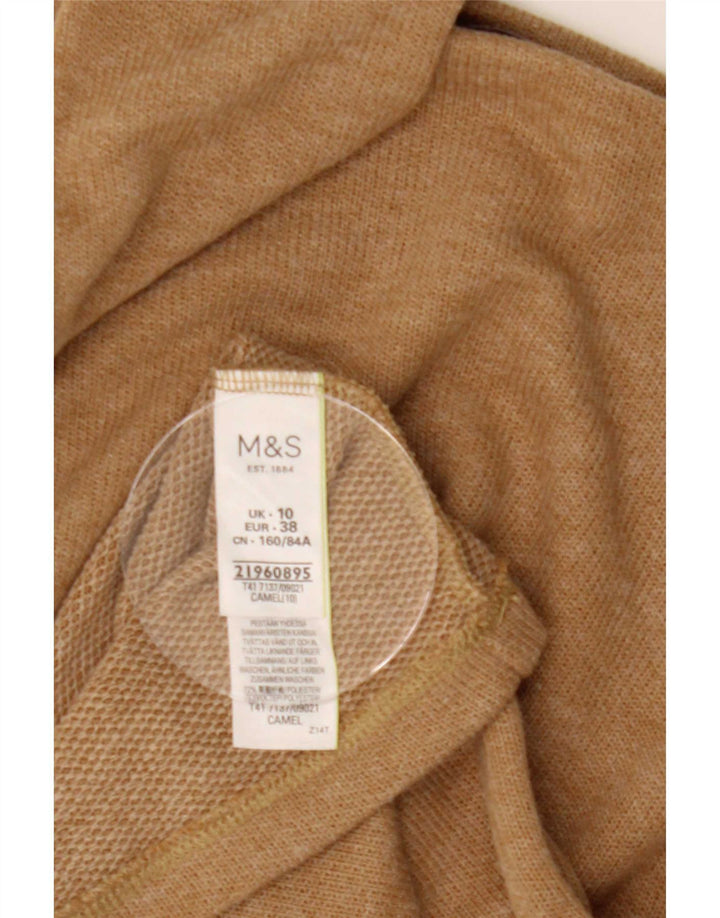 Marks & Spencer Damski top z długim rękawem, UK 10, mały, beżowy poliester