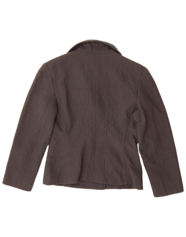 Dwurzędowa marynarka damska w stylu vintage, krótka, UK 14, średnia szarość