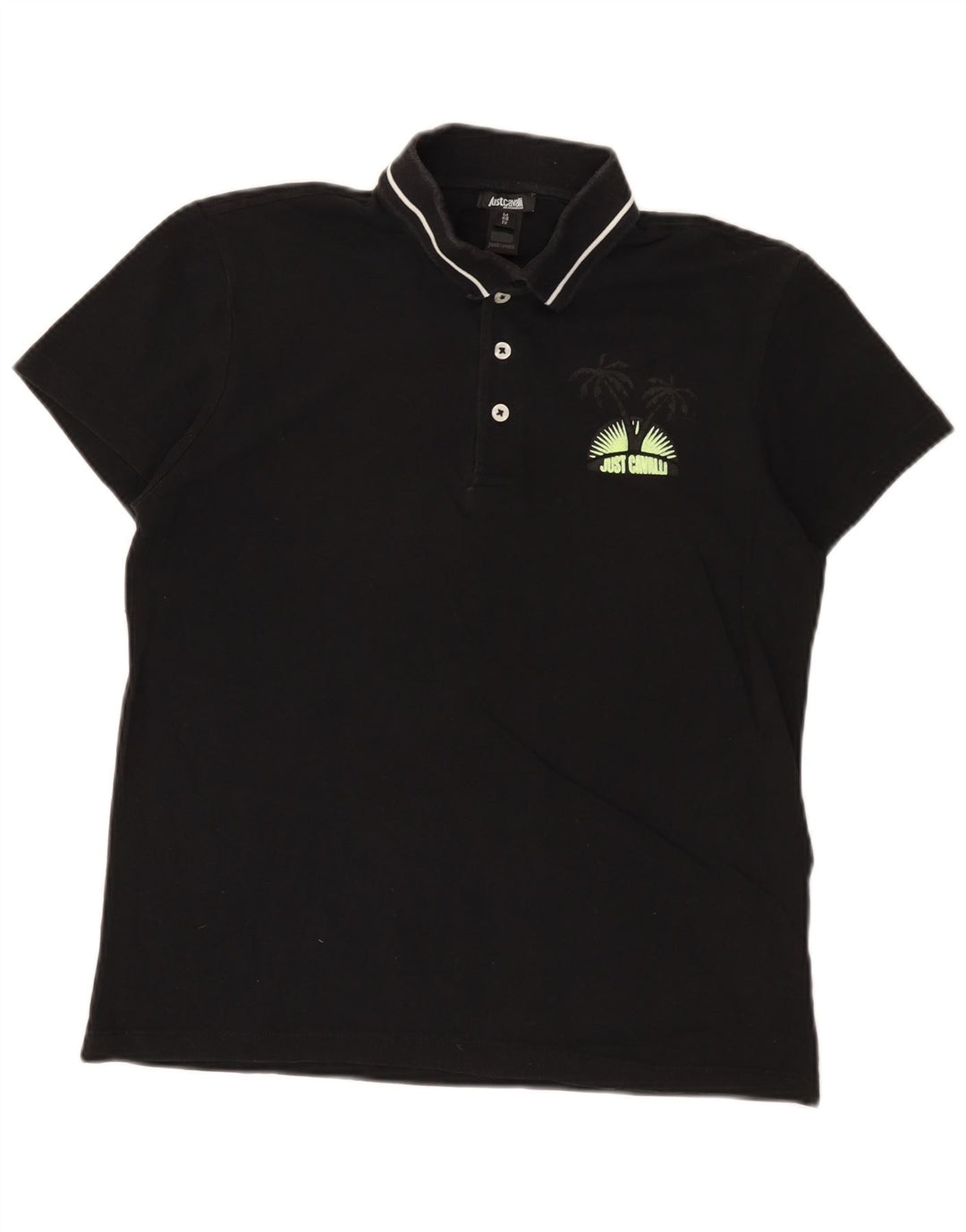 Męska koszulka polo Just Cavalli IT 48, mała, czarna, bawełniana