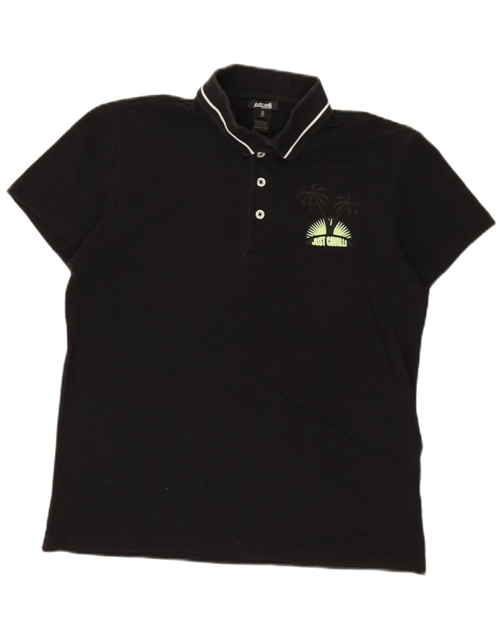 Męska koszulka polo Just Cavalli IT 48, mała, czarna, bawełniana