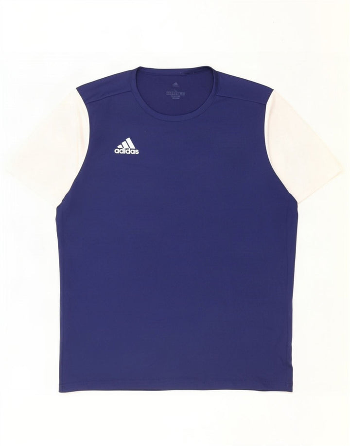 Męska koszulka Adidas Climalite Top, duża, granatowa, z blokami kolorów, poliestrowa