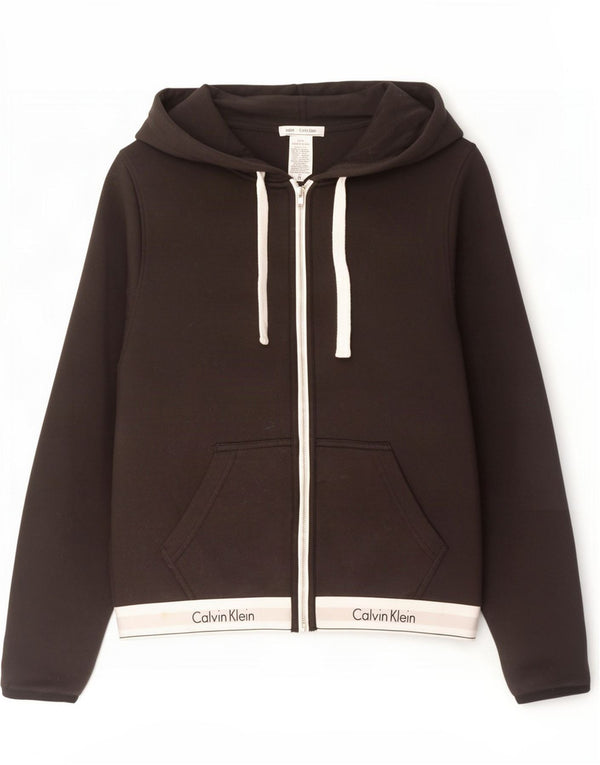 Damski sweter z kapturem i zamkiem Calvin Klein UK 14, średni czarny, blok kolorów