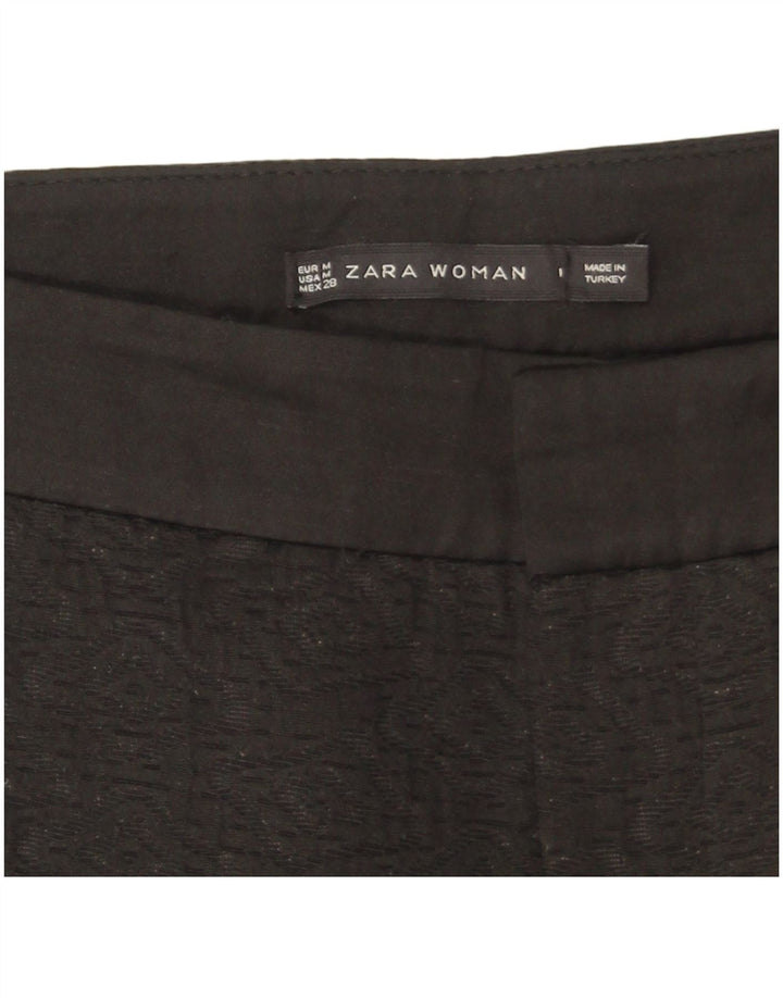 Spodnie damskie Zara Slim Chino, średnie W28 L27, czarne, geometryczne, poliester