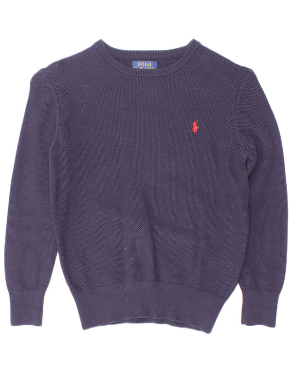 Polo Ralph Lauren Chłopięcy sweter z dekoltem w łódkę 6-7 lat Granatowa, bawełniana