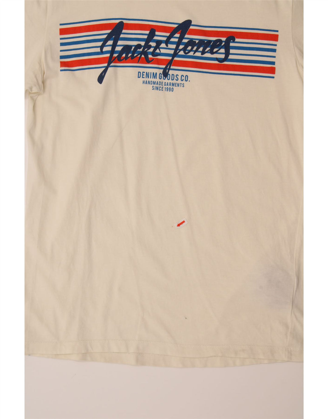 JACK & JONES Mens Graphic T-Shirt Top  Small Off White Cotton Vintage Jack & Jones and Second-Hand Jack & Jones from Messina Hembry 