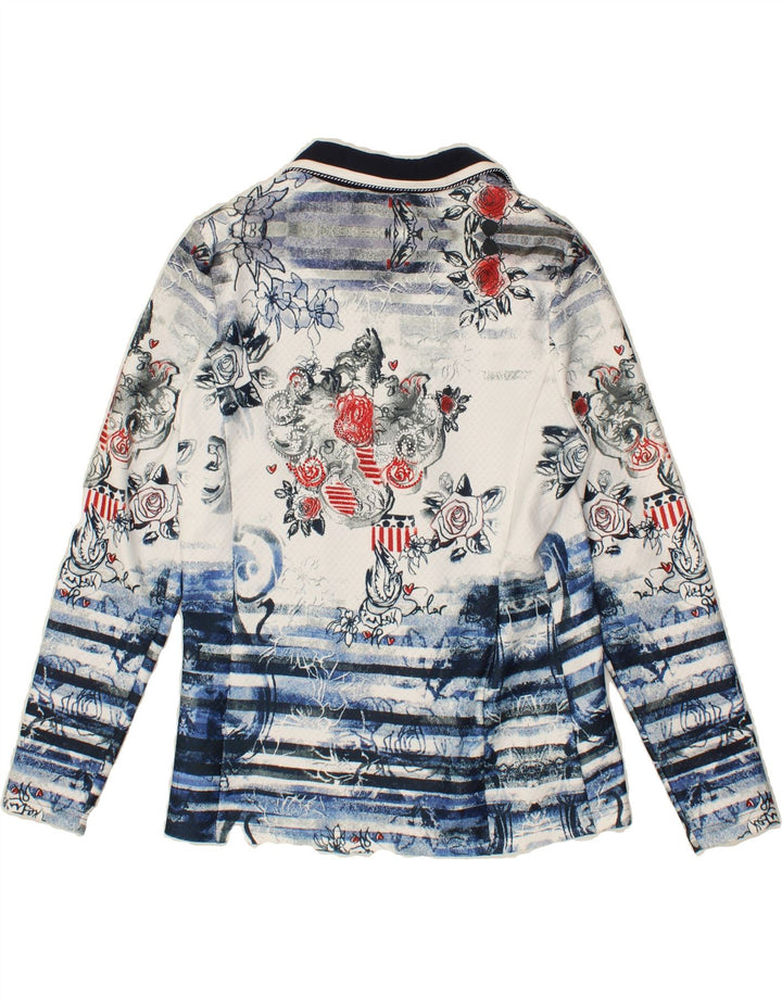 LIBRA Womens 2 Button 2 Piece Set UK 12 Medium Navy Blue Floral Polyester Vintage Libra and Second-Hand Libra from Messina Hembry 