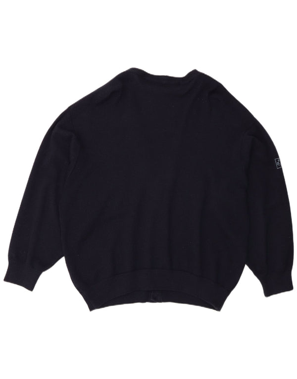 Męski sweter rozpinany Milan EU 52, duży, granatowy, z dziewiczej wełny