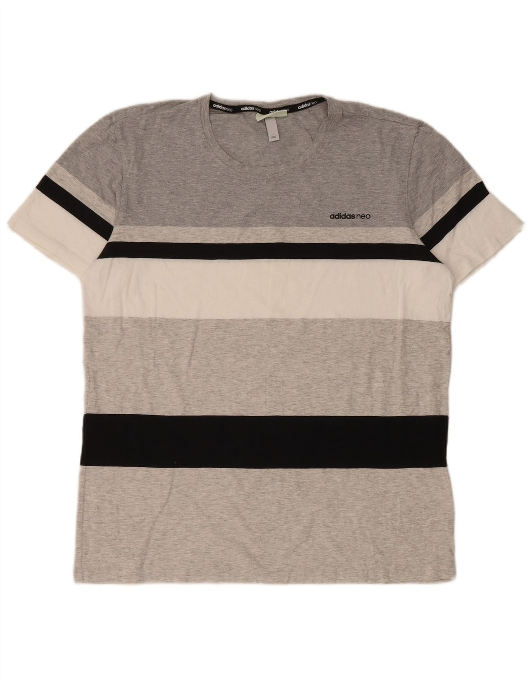 Adidas Męski T-shirt Top Duży Szary Bawełniany Paski