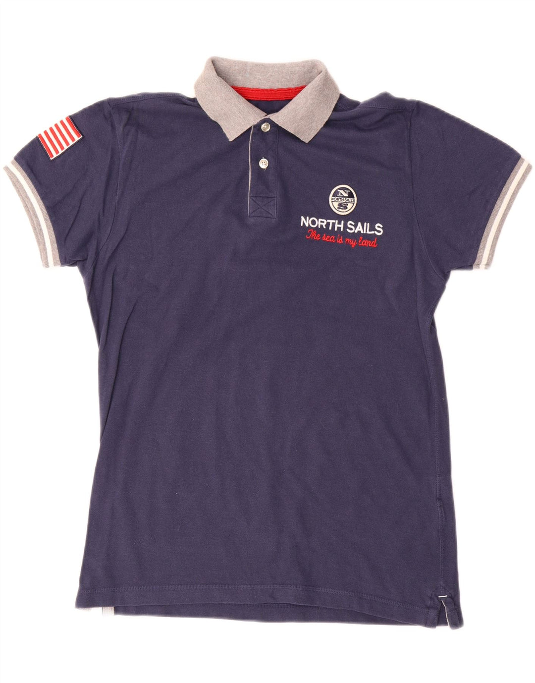 Męska koszulka polo z grafiką NORTH SAILS, mała, granatowa, z blokami kolorów