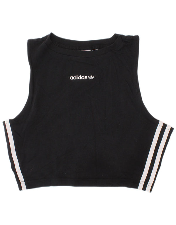 Damska kamizelka Adidas Crop Top UK 10 Mała czarna bawełna