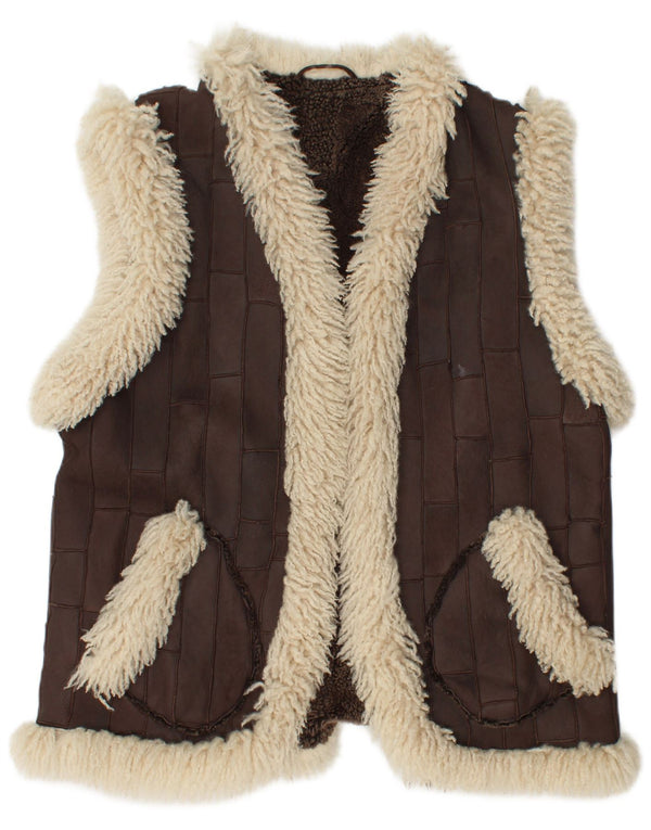 Vintage damska kamizelka ze skóry Sherpa EU 46 XL brązowa