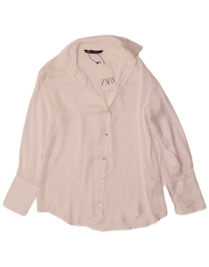 Damska koszula oversize ZARA UK 6 XS, biała, poliestrowa