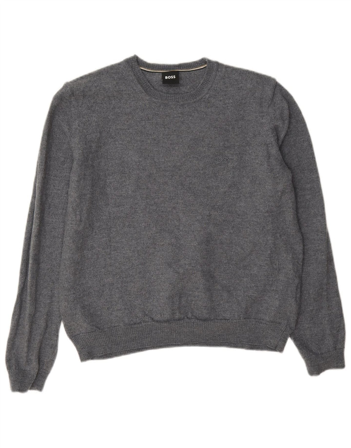 Sweter damski Hugo Boss z okrągłym dekoltem, UK 14, średnioszary, wełniany