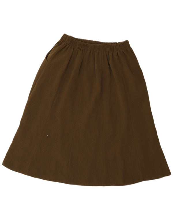 Damska spódnica w kształcie litery A w stylu vintage W28 Średni khaki, poliester