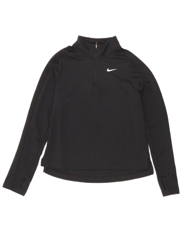 Dres dziewczęcy Nike Dri Fit z zamkiem błyskawicznym na szyi, 10-11 lat, średni czarny