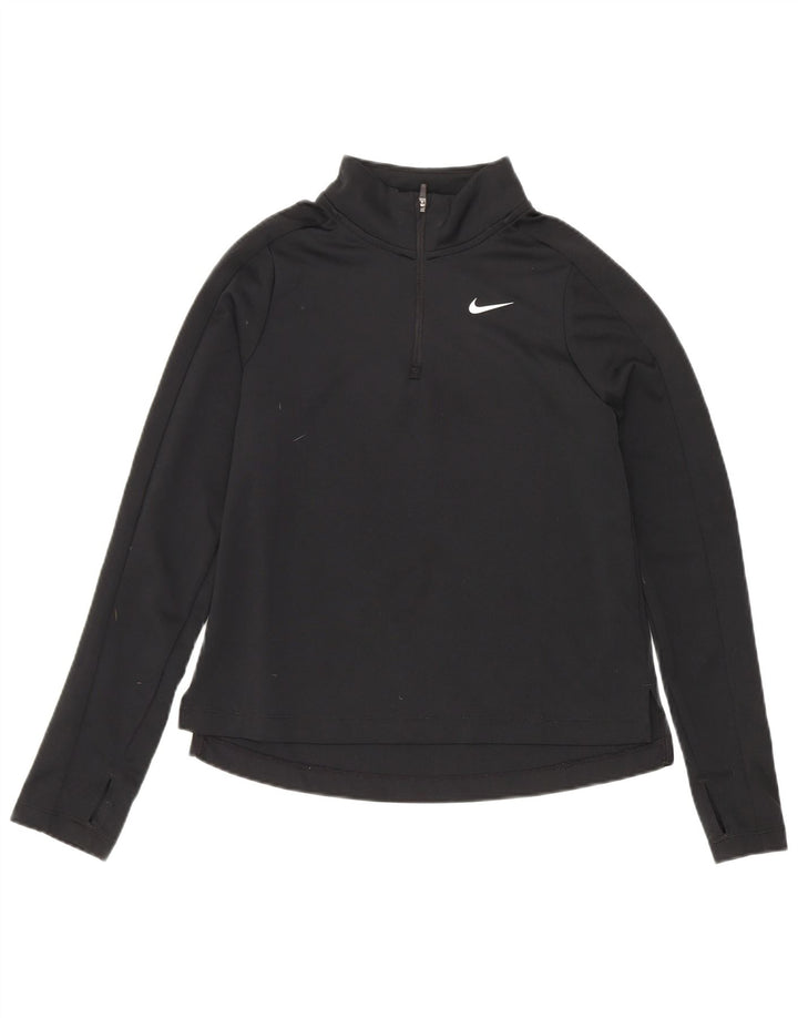 Dres dziewczęcy Nike Dri Fit z zamkiem błyskawicznym na szyi, 10-11 lat, średni czarny