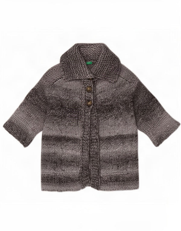 Damski sweter rozpinany Benetton z krótkim rękawem UK 10 w małe szare paski