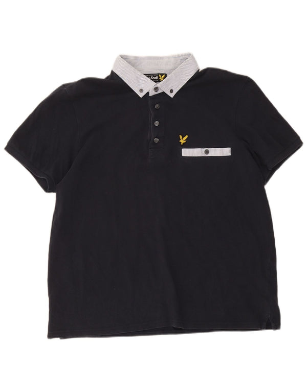 Męska koszulka polo Lyle & Scott XL, granatowa, bawełniana w bloki kolorów