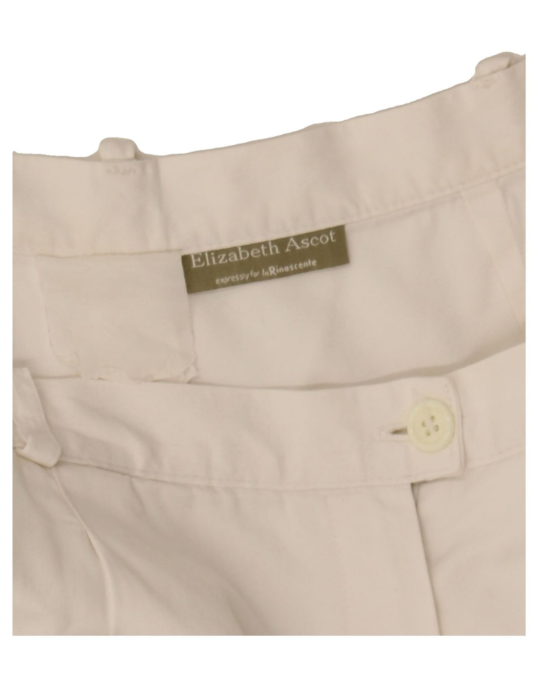 ELIZABETH ASCOT Womens High Waist Chino Shorts W30 Medium White Vintage Elizabeth Ascot and Second-Hand Elizabeth Ascot from Messina Hembry 