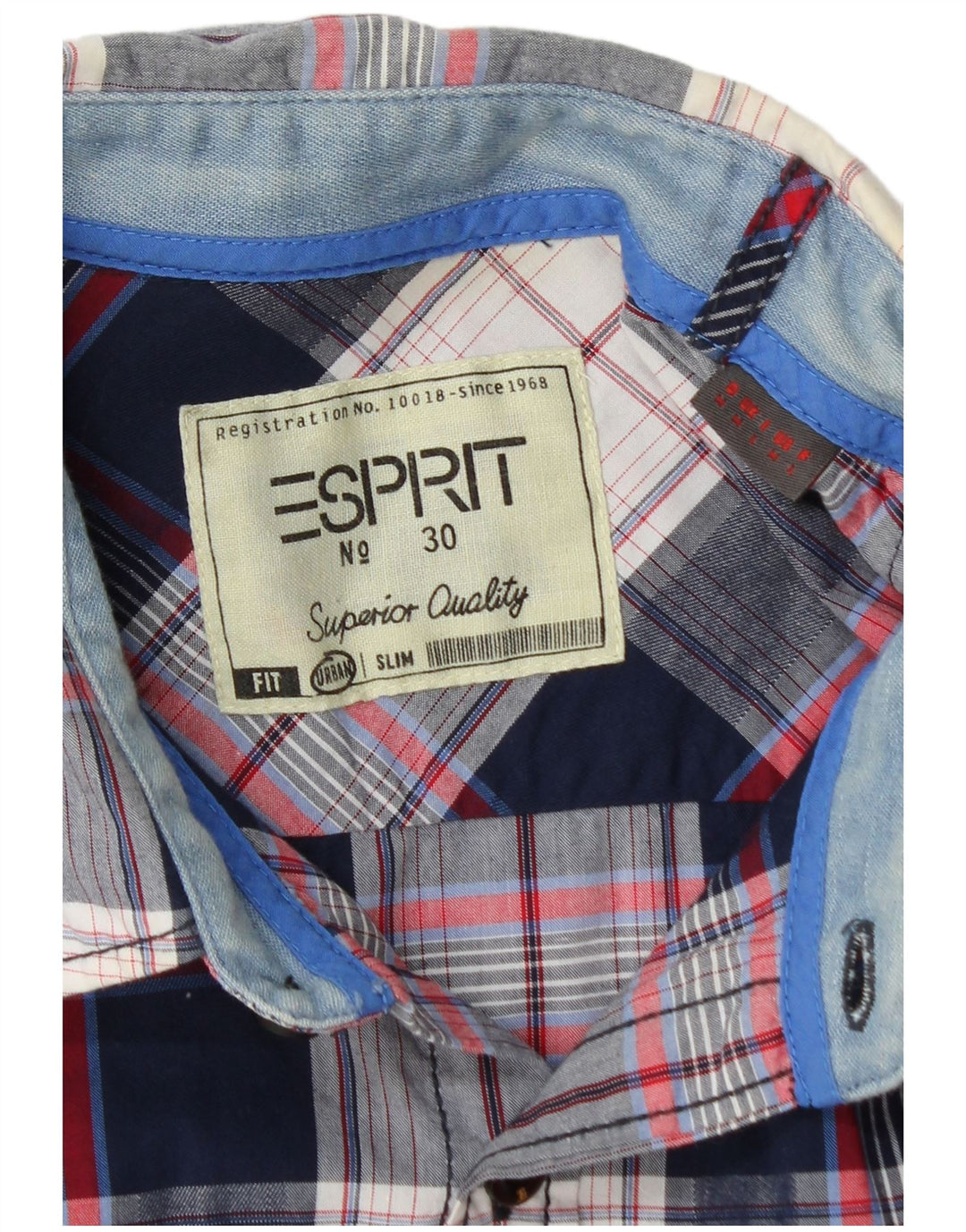 Koszula męska Esprit Slim Fit, średnia, granatowa, bawełniana w kratkę