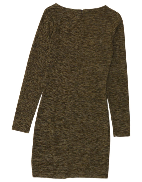 Damska sukienka płaszczowa z długim rękawem Superdry UK 4 XS Khaki, nakrapiana wiskoza