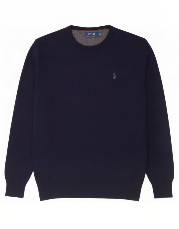 Polo Ralph Lauren Męski sweter z okrągłym dekoltem, duży, granatowy, wełniany