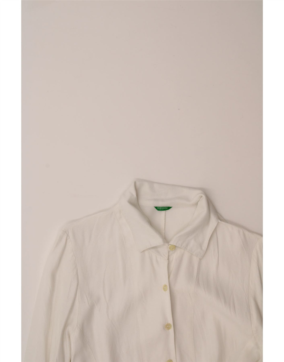 BENETTON Womens Shirt Blouse UK 12 Medium White Viscose Vintage Benetton and Second-Hand Benetton from Messina Hembry 