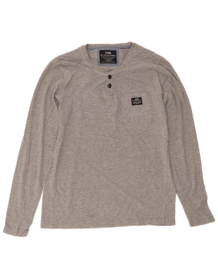 Męski top Jack & Jones z długim rękawem, duży, szary, z bawełny w cętki