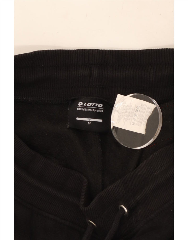 Męskie spodnie dresowe LOTTO z grafiką, średniej wielkości, czarne, bawełniane