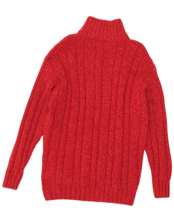 Vintage męski sweter z zamkiem błyskawicznym, duży, czerwony, wełniany