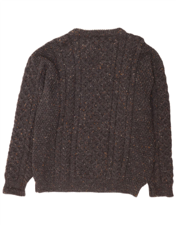 L.L.Bean Męski sweter z dekoltem w łódkę, duży, szary, wełniany w cętki