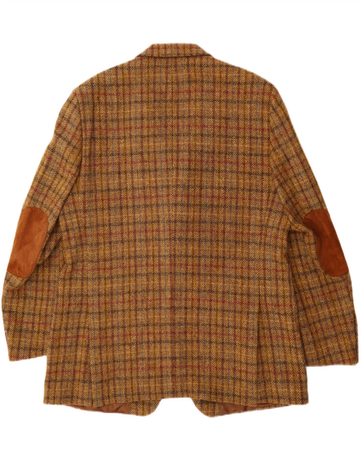 Męska marynarka zapinana na 3 guziki Harris Tweed UK 40 w dużą brązową kratkę