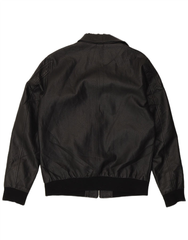 Męska kurtka ze sztucznej skóry Jack & Jones UK 38, średni czarny poliester