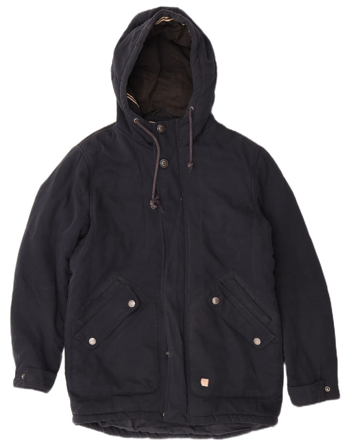 Męska kurtka wiatrówka Jack & Jones z kapturem UK 36, mała granatowa, poliester