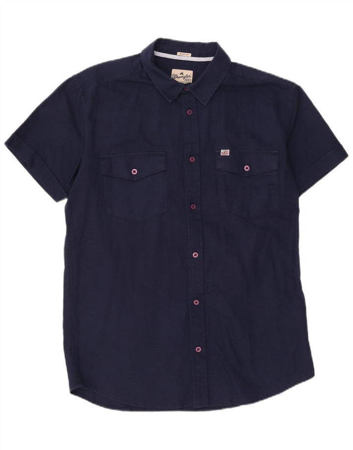 Koszula męska Wrangler Slim Fit, duża, granatowa, bawełniana
