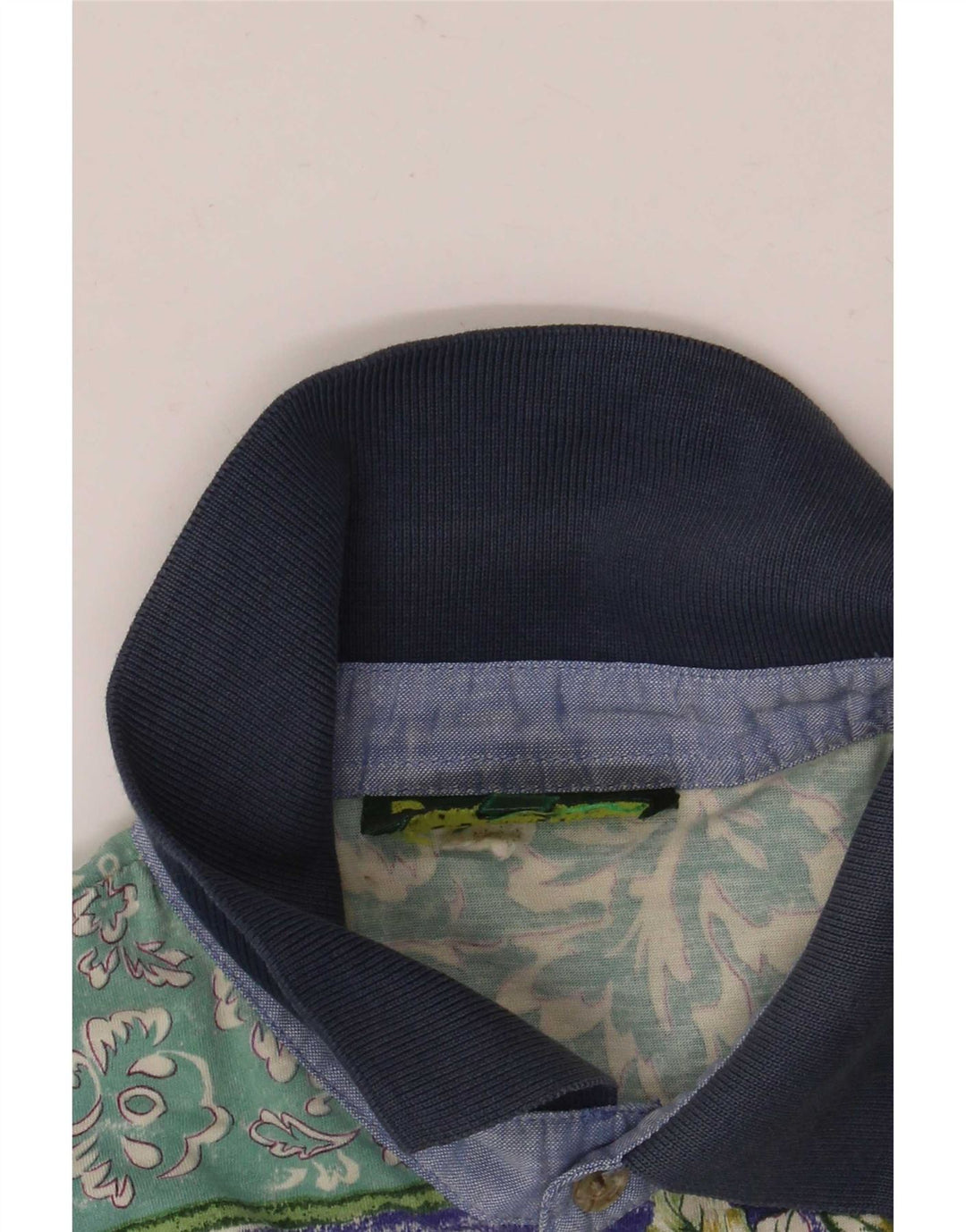 Męska koszulka polo w stylu vintage, średnia zielona bawełna w kwiaty