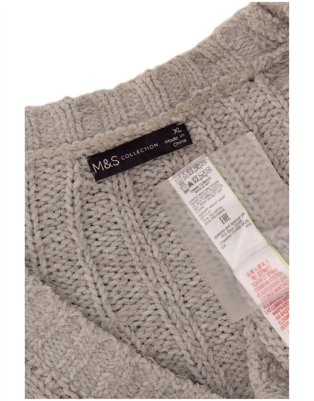 Marks & Spencer Damski sweter oversize UK 18 XL, szary poliester