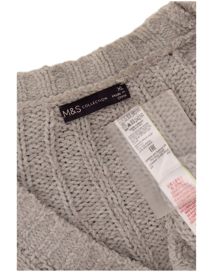 Marks & Spencer Damski sweter oversize UK 18 XL, szary poliester