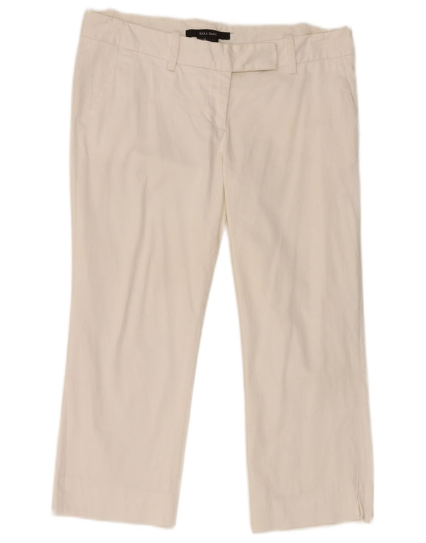 Spodnie damskie Zara Straight Capri EU 38 Small W28 L20 Biała bawełna