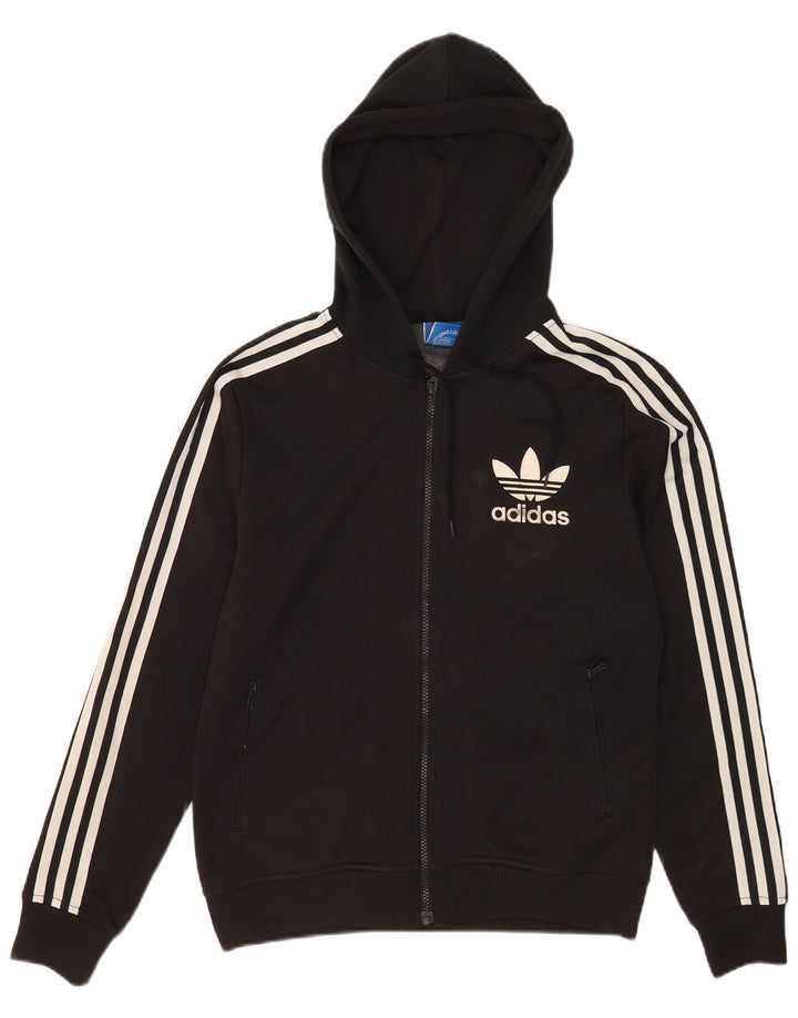 Adidas Męski sweter z kapturem i zamkiem błyskawicznym, mały, czarny poliester