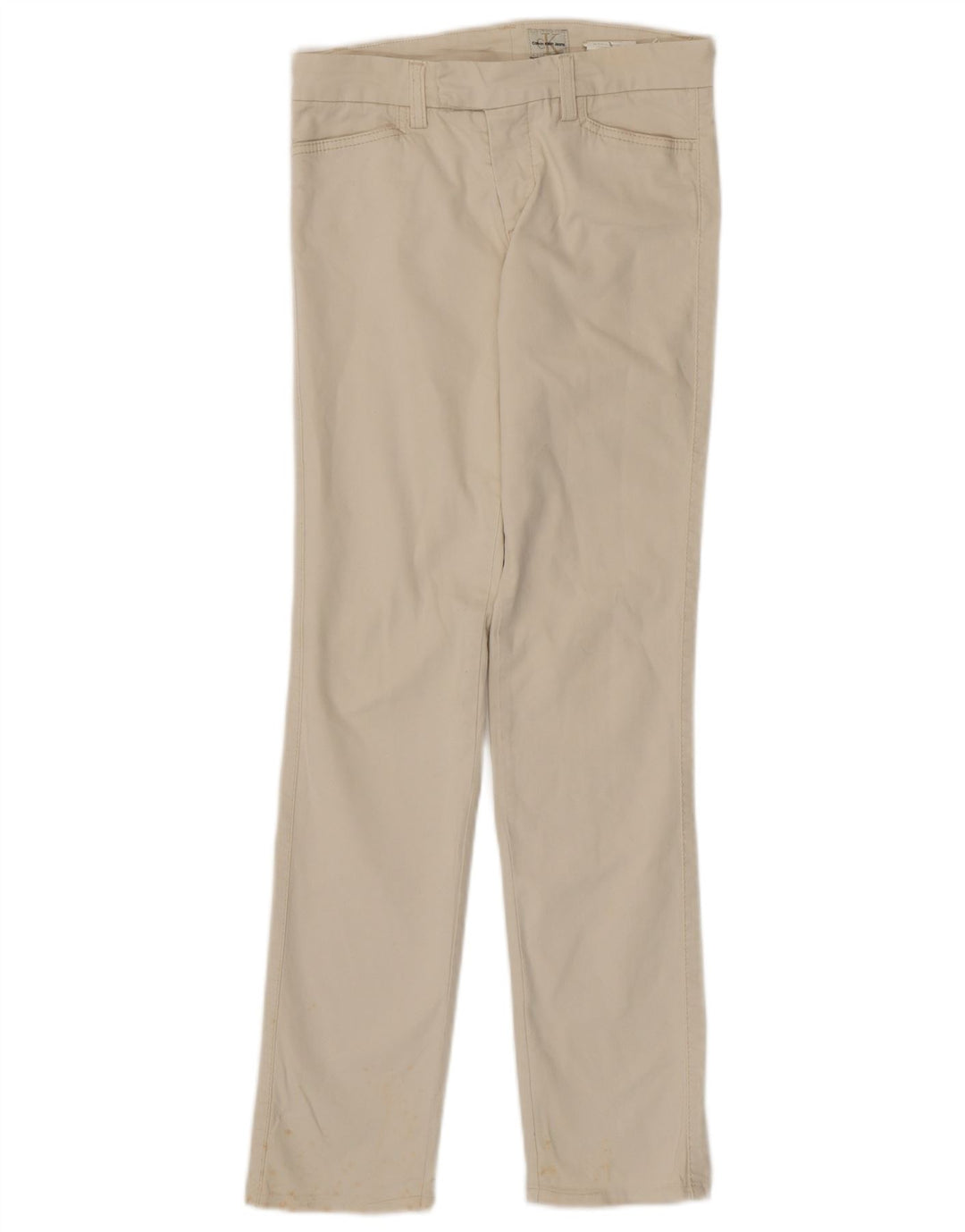 CALVIN KLEIN Damskie proste spodnie na co dzień W27 L30 Złamana biała bawełna