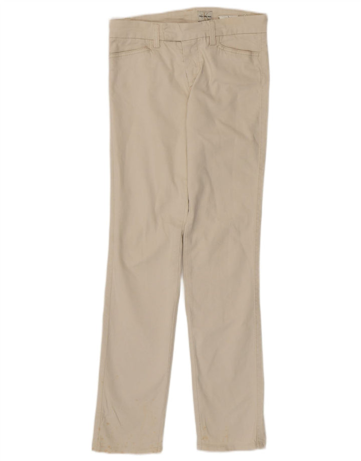 CALVIN KLEIN Damskie proste spodnie na co dzień W27 L30 Złamana biała bawełna